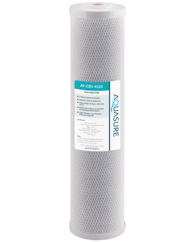 Aquasure AF-CB5-4520 Fortitude V Series 20 Inch High Flow 5 Micron Carbon Block Filter New