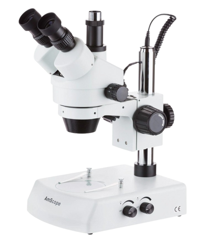 Amscope SM-2T 7X - 45X Trinocular Stereo Zoom Microscope with Dual Halogen Lights New