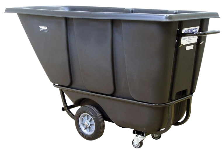 Wesco 272576  1/2 Cubic Yard Plastic Poly Tilt Cart 850 lbs. Capacity Black New