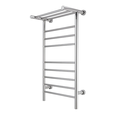WarmlyYours TW-SUM08PS-HP 8 Bar and 3-Bar Heated Shelf Dual Connection Towel Warmer Polished Steel New
