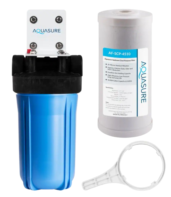 Aquasure AS-F110SCP Fortitude V Series 10 Inch High Flow Whole House Sediment and Carbon Dual Purpose Water Filter New