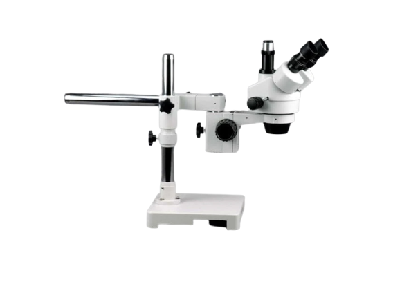 Amscope SM-3T 7X - 45X Trinocular Stereo Zoom Microscope on Single Arm Boom Stand New