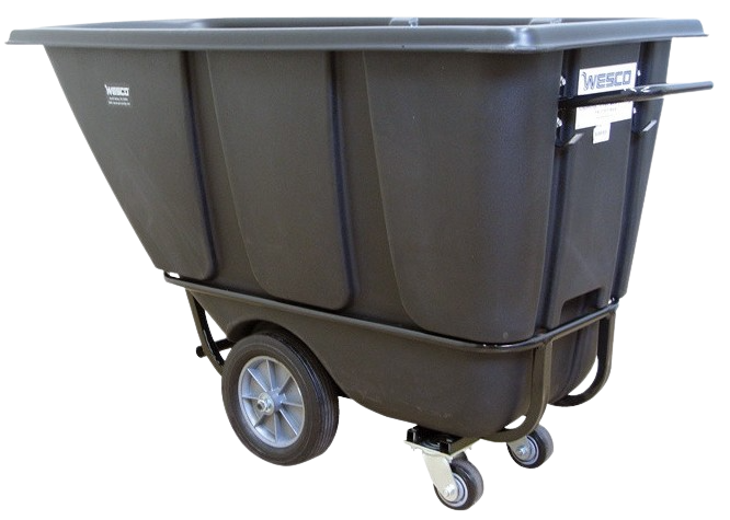 Wesco 272579 1/2 Cubic Yard Plastic Poly Tilt Cart 1400 lbs. Capacity Black New