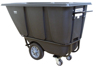 Wesco 272579 1/2 Cubic Yard Plastic Poly Tilt Cart 1400 lbs. Capacity Black New