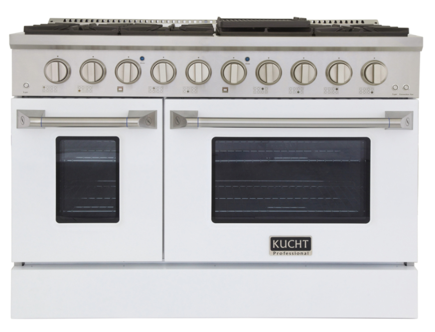 Kucht KNG481 48" Professional Gas Range with 8 Sealed Burners and Convection Oven with NG & LP Options New
