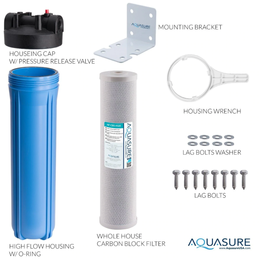 Aquasure AS-F120CB5 Fortitude V Series 20 Inch High Flow Whole House 5 Micron Carbon Block Water Filter New