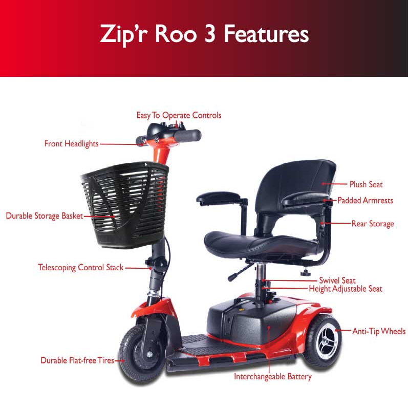 Zip'r Roo 3 Travel Mobility Scooter Blue New