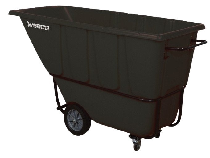 Wesco 272582 1 Cubic Yard Plastic Poly Tilt Cart 1250 lbs. Capacity Black New
