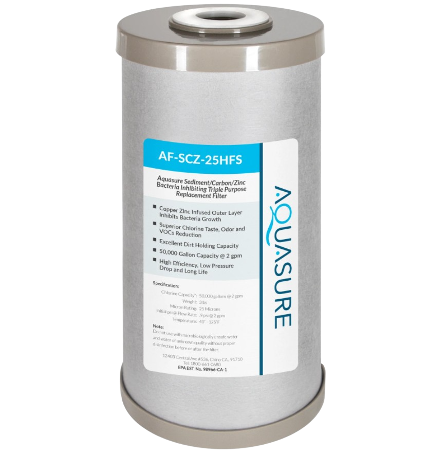 Aquasure AF-SCZ-25HFS Fortitude V2 Series Sediment/Carbon/Zinc Bacteria Inhibiting Triple Purpose Replacement Filter - Standard New