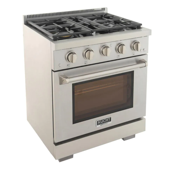 Kucht KFX300 30" Professional Gas Range with 4 Sealed Burners and Convection Oven with NG & LP Options New