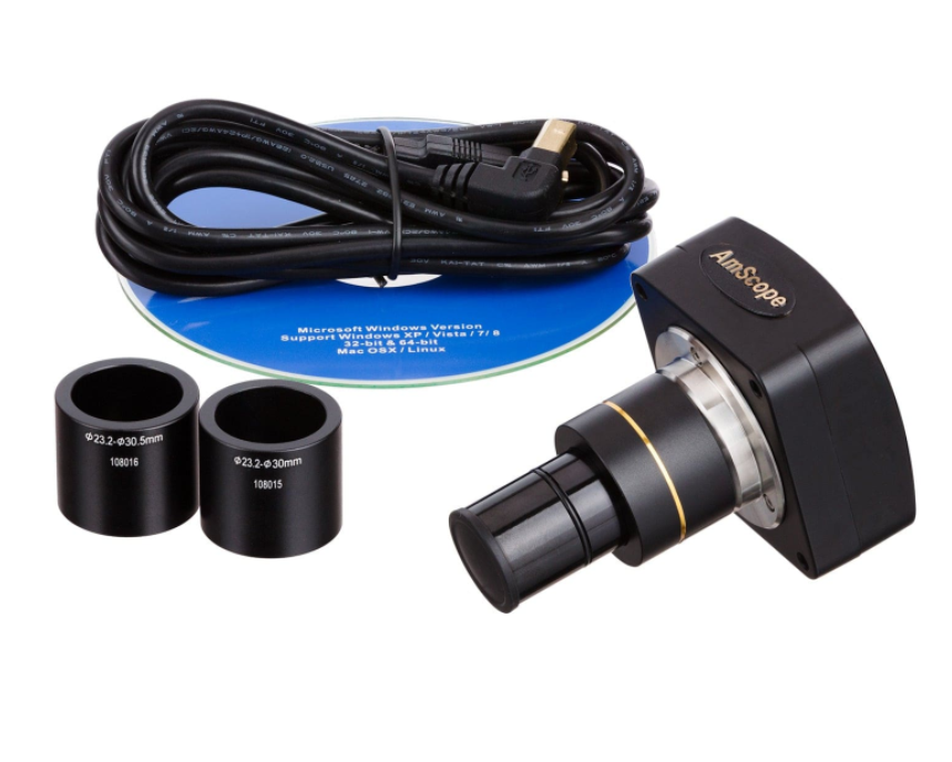 Amscope SM-2T-10M 7X - 45X Trinocular Stereo Zoom Microscope with Dual Halogen Lights and 10MP Camera New