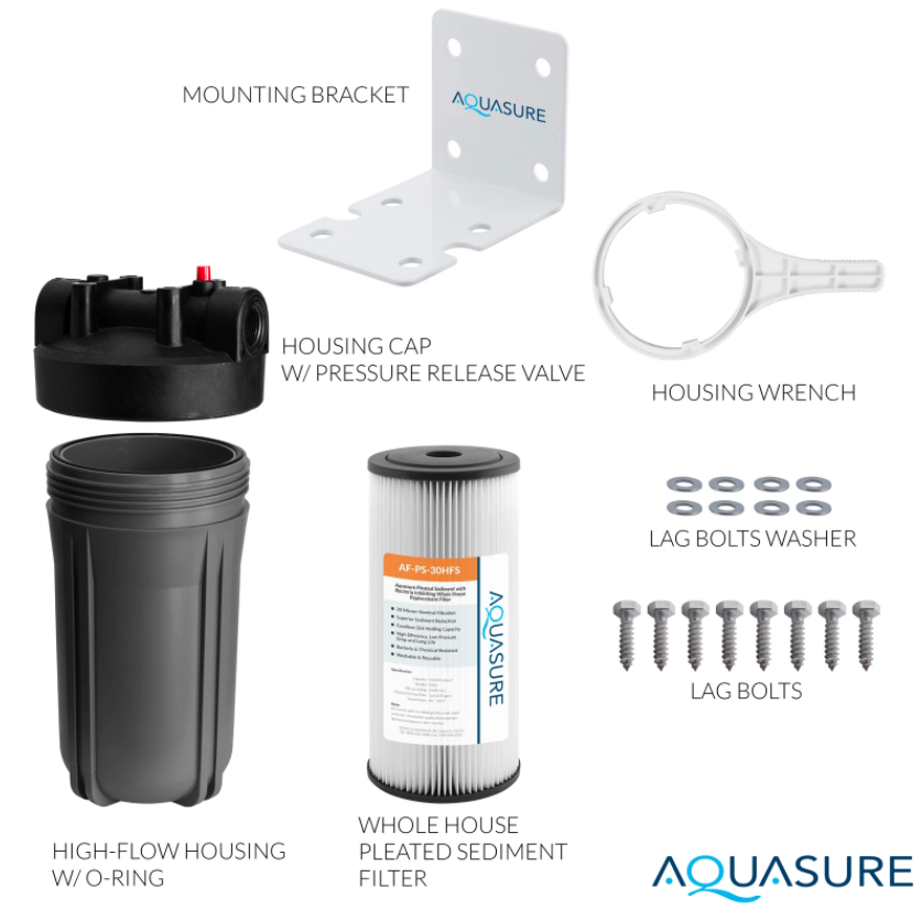 Aquasure AS-FS-30PS Fortitude V2 Series High-Flow Whole House Pleated Sediment Water Filter 30 Micron New