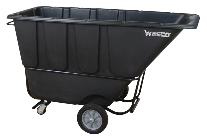 Wesco 272585 1 Cubic Yard Plastic Poly Tilt Cart Fork Liftable 1250 lbs. Capacity Black New