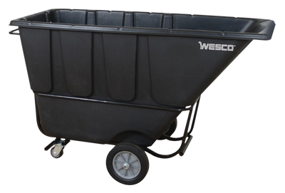 Wesco 272585 1 Cubic Yard Plastic Poly Tilt Cart Fork Liftable 1250 lbs. Capacity Black New