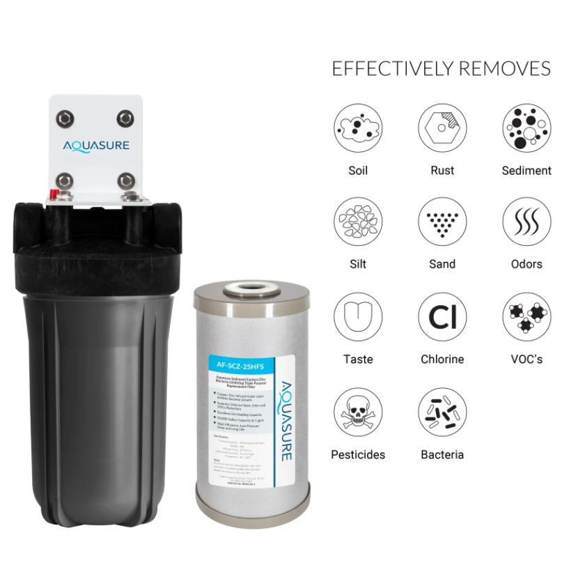 Aquasure AS-FS-25SCZ Fortitude V2 Series Small Size High Flow Whole House Triple-Purpose Water Filtration System New