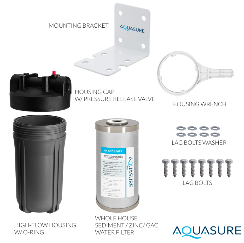 Aquasure AS-FS-25SCZ Fortitude V2 Series Small Size High Flow Whole House Triple-Purpose Water Filtration System New