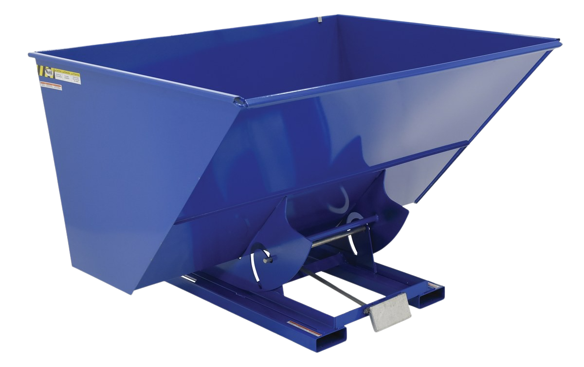 Vestil D-300-HD 6,000 lb. Capacity 3 Cubic Yard Self-Dumping Steel Hopper with Bumper Release Blue New