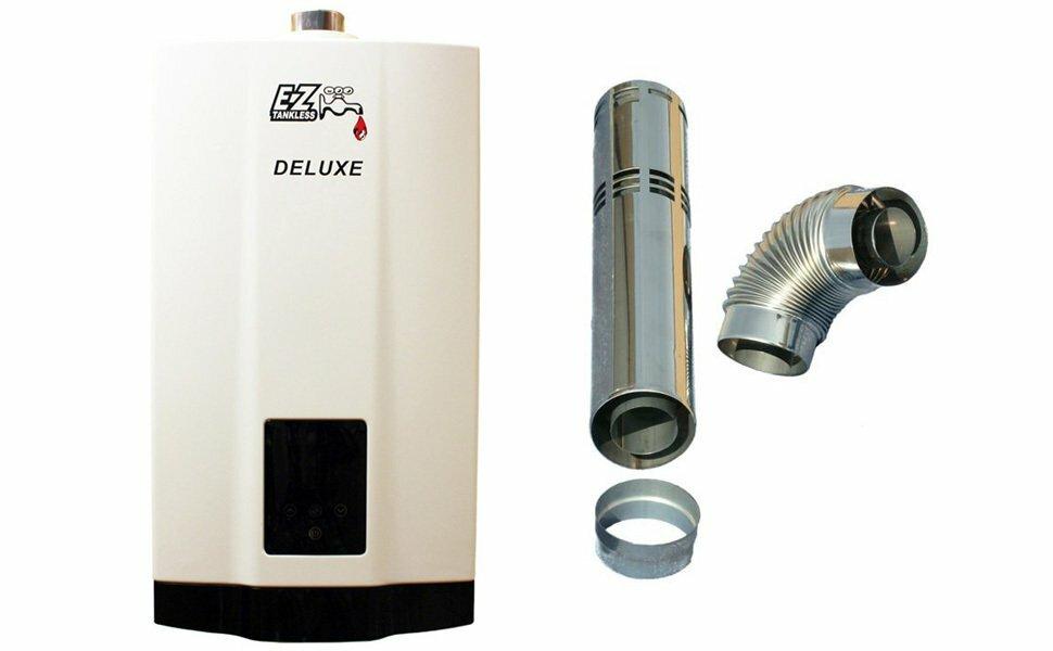 EZ Tankless EZDELUXENG 4.4 GPM 87500 BTU Natural Gas Indoor Tankless Water Heater with Vent Kit New