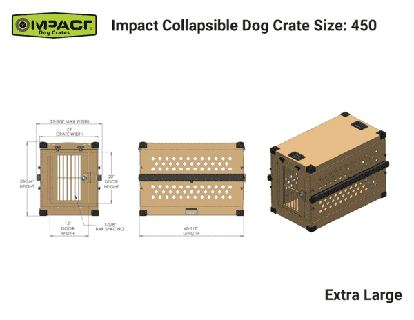 Grain Valley GVFoldCrate-XL 48x25x28 Impact Collapsible Durable Aluminum Dog Crate Extra Large New