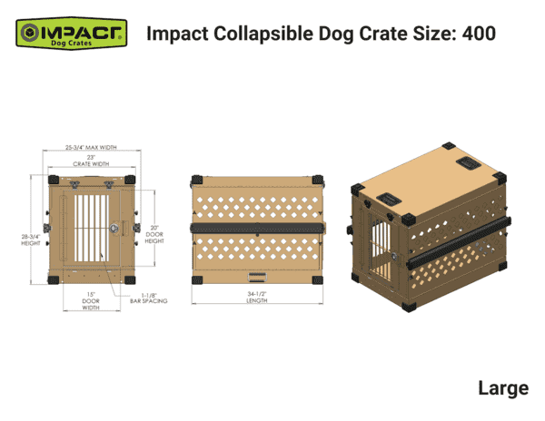 Grain Valley GVFoldCrate-L 34x25x28 Impact Collapsible Durable Aluminum Dog Crate Large New