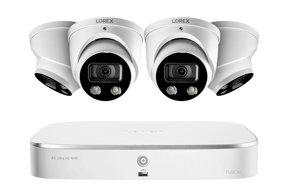 Lorex N4K2SD-84WD 8-Channel 4K Fusion NVR System with 4 Smart Deterrence 4K (8MP) IP Dome Cameras Security Surveillance System New