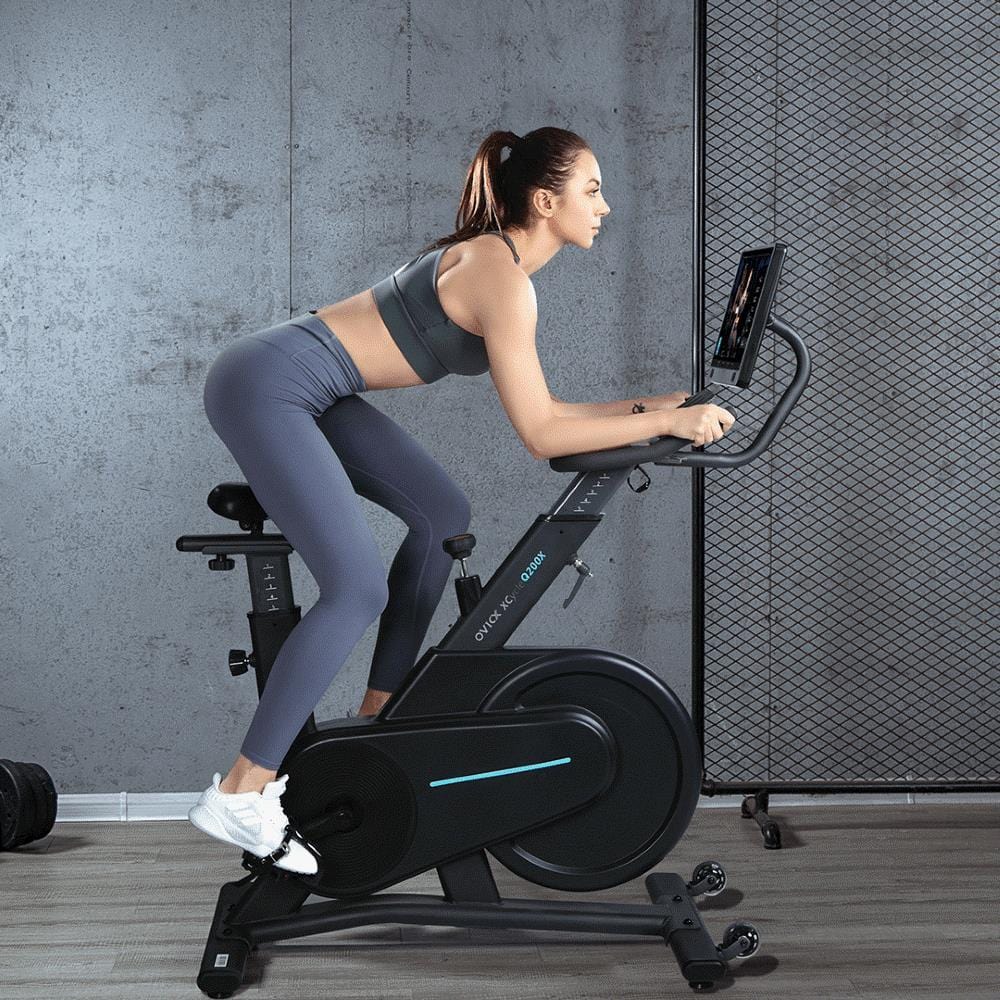 OVICX OS-EBIKE-Q200-X Stationary Exercise Bike With Immersive HD Touchscreen Display New