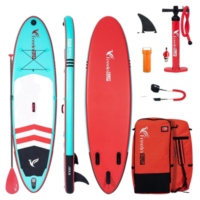 Freein 10' Inflatable Ocean SUP Stand Up Paddle Board Package Dual Action Pump Camera Mount Aqua New