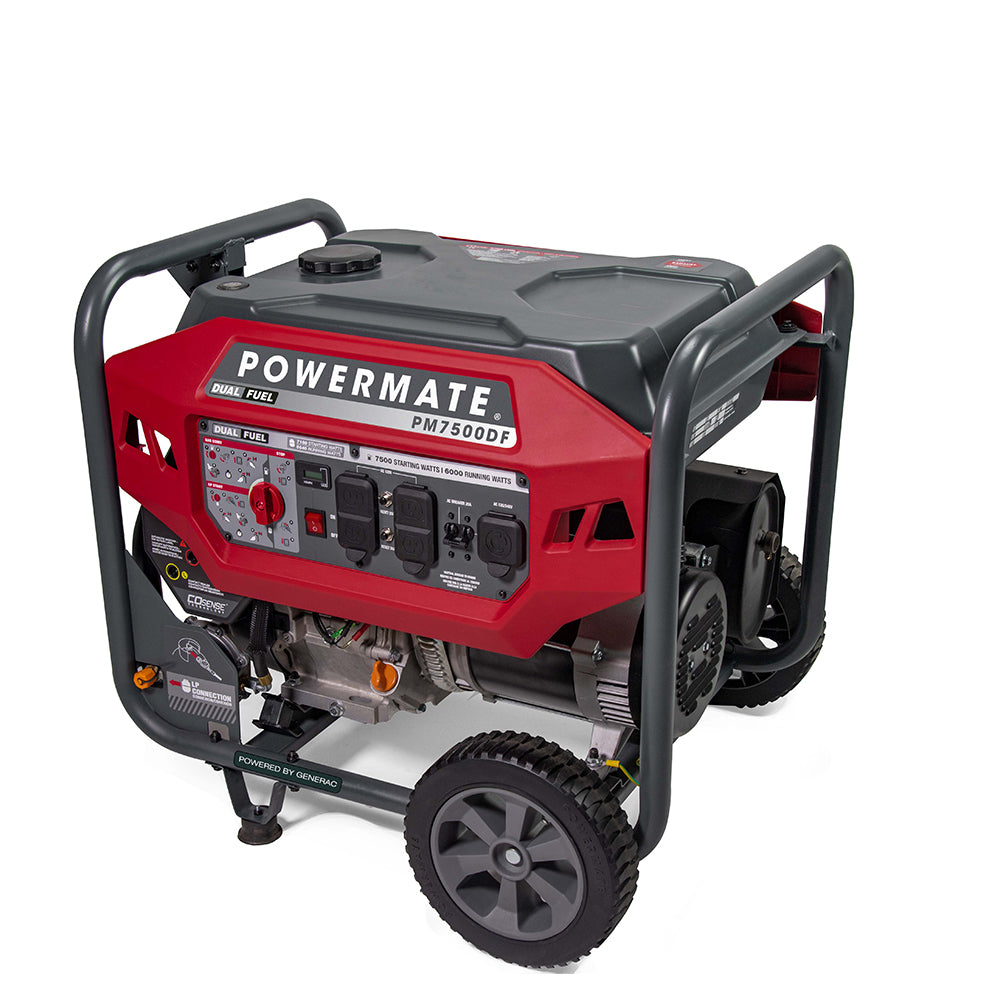 Generac/Powermate PM7500DF 6000W/7500W Recoil Start Dual Fuel Portable Generator with CO-Sense New