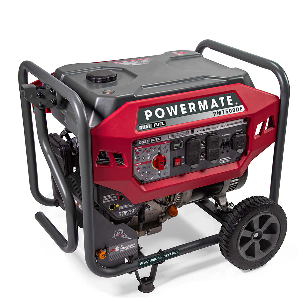 Generac/Powermate PM7500DF 6000W/7500W Recoil Start Dual Fuel Portable Generator with CO-Sense New