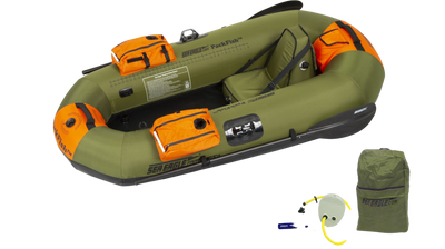 Sea Eagle PackFish 7 Inflatable Boat Deluxe Fishing Package Green Orange PF7K_D New