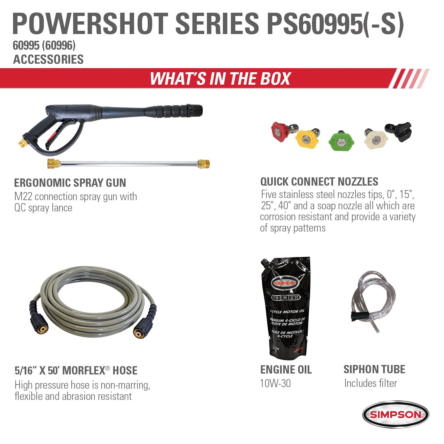 Simpson PowerShot 3600 PSI 2.5 GPM Honda GX200 PS60995 / 60996 Gas Pressure Washer