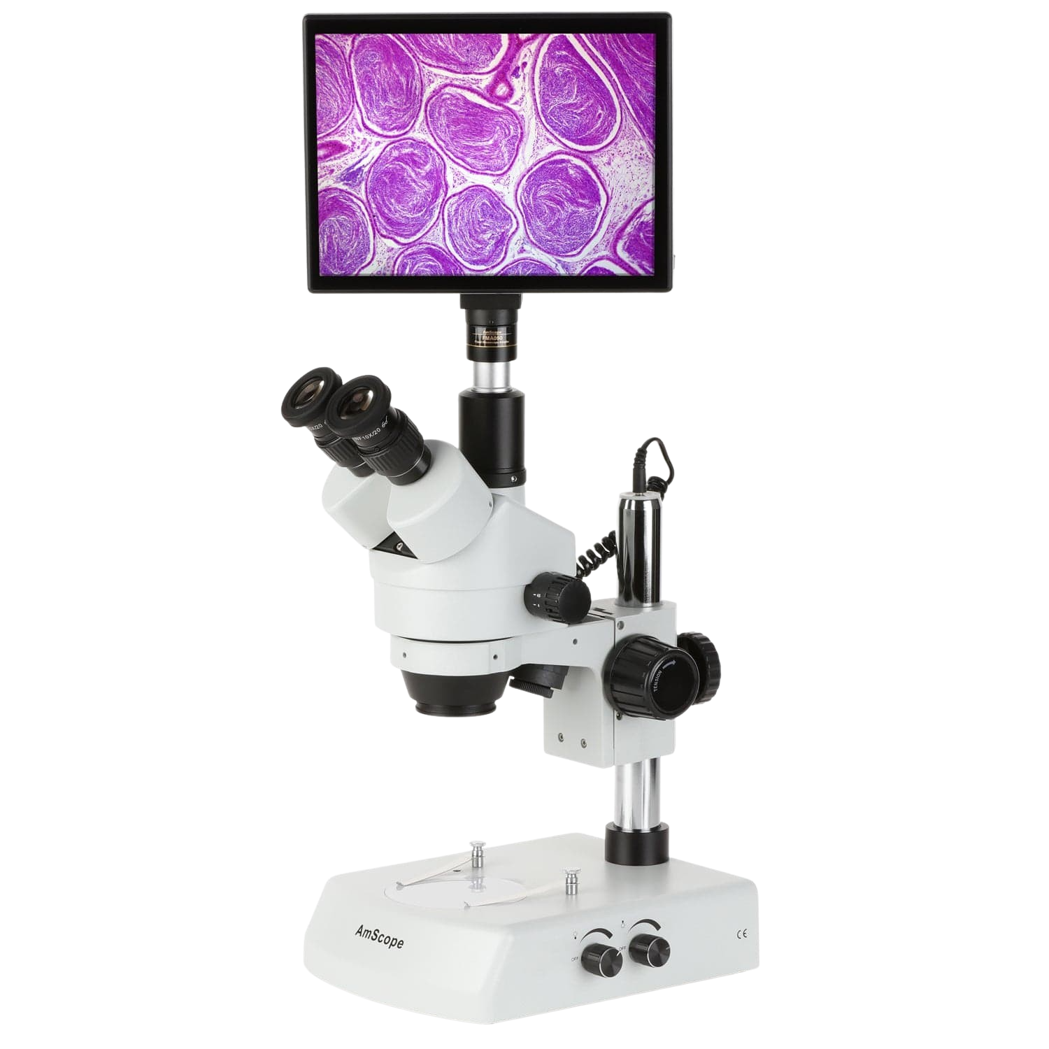 Amscope SM-2T-LED-TP 7X - 45X LED Trinocular Zoom Stereo Microscope with Touchpad Digital Imaging System New