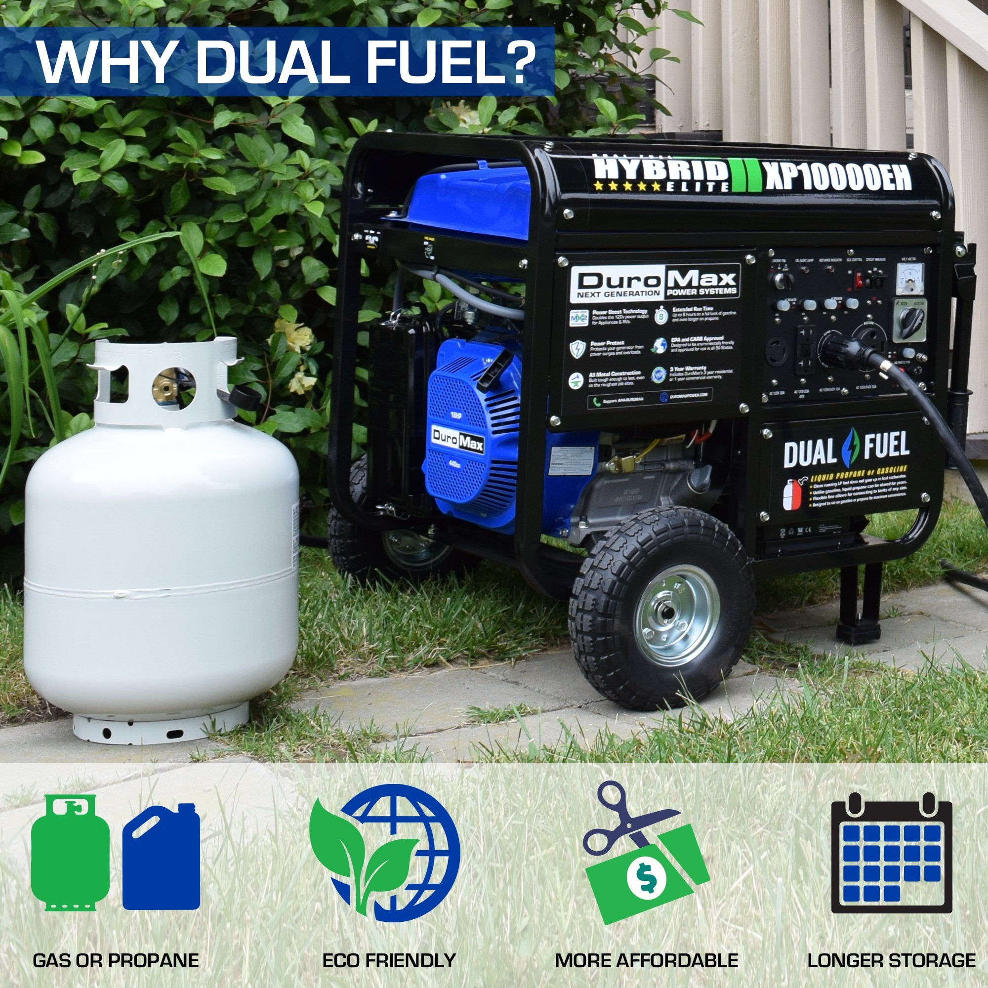 DuroMax XP12000EH 12,000 Watt Portable Dual Fuel Gas Propane