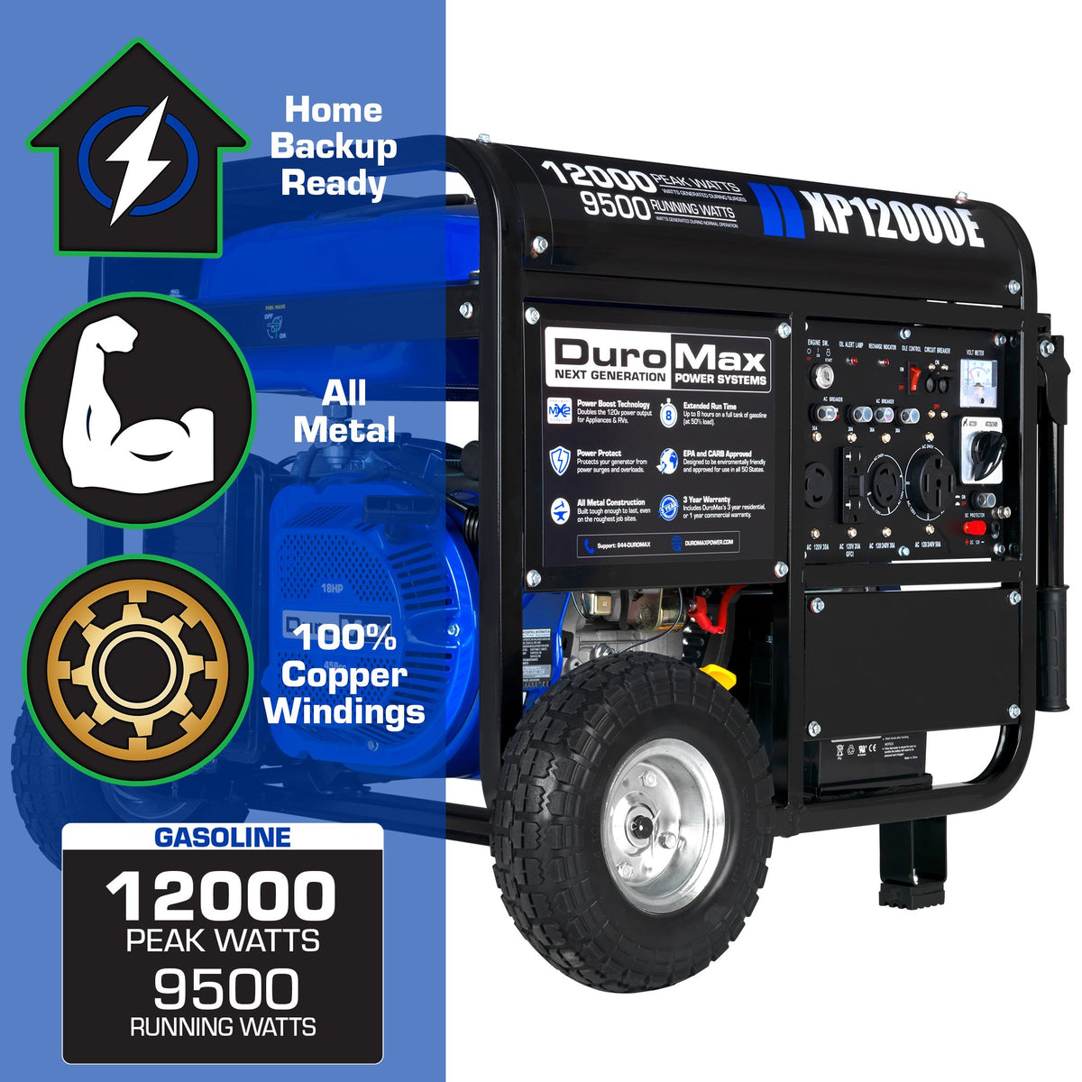 DuroMax XP12000E 9500W/12000W Gas Electric Start Generator New