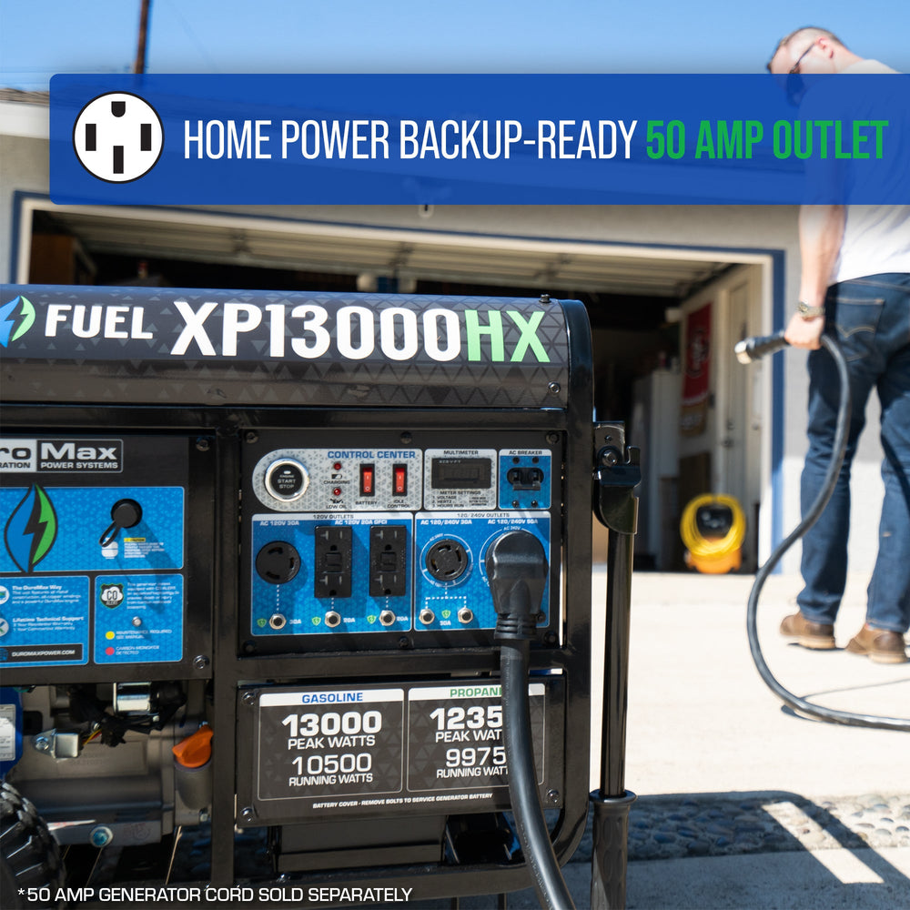 DuroMax XP13000HX 13,000 Watt Dual Fuel Portable Generator w/ CO Alert