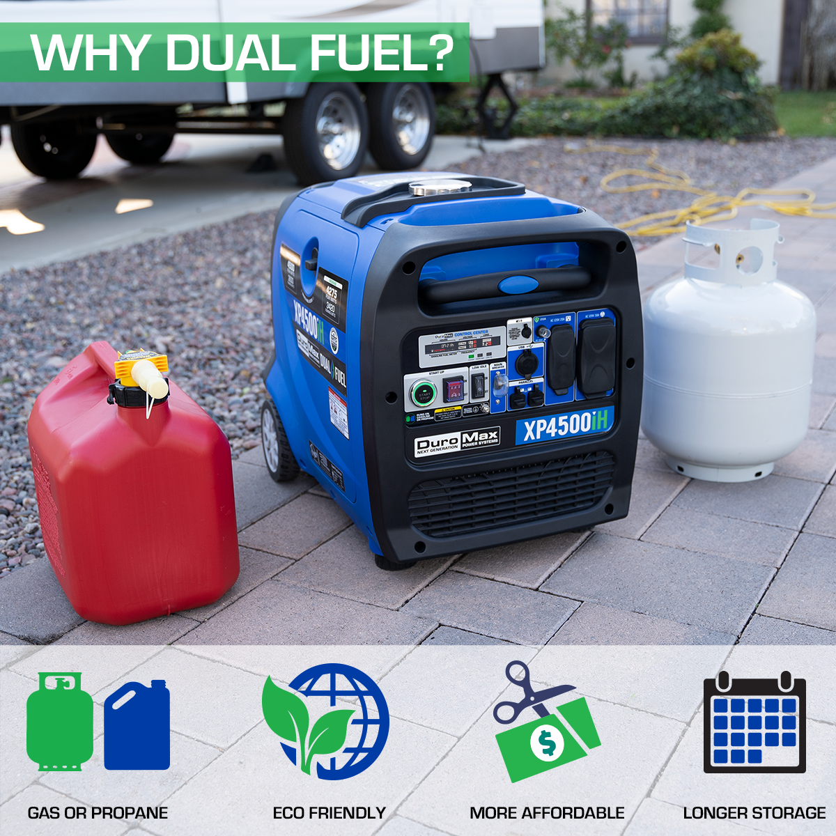 4,500 Watt Dual Fuel Portable Inverter Generator w/ CO Alert – XP4500iH –  DuroMax Power Equipment