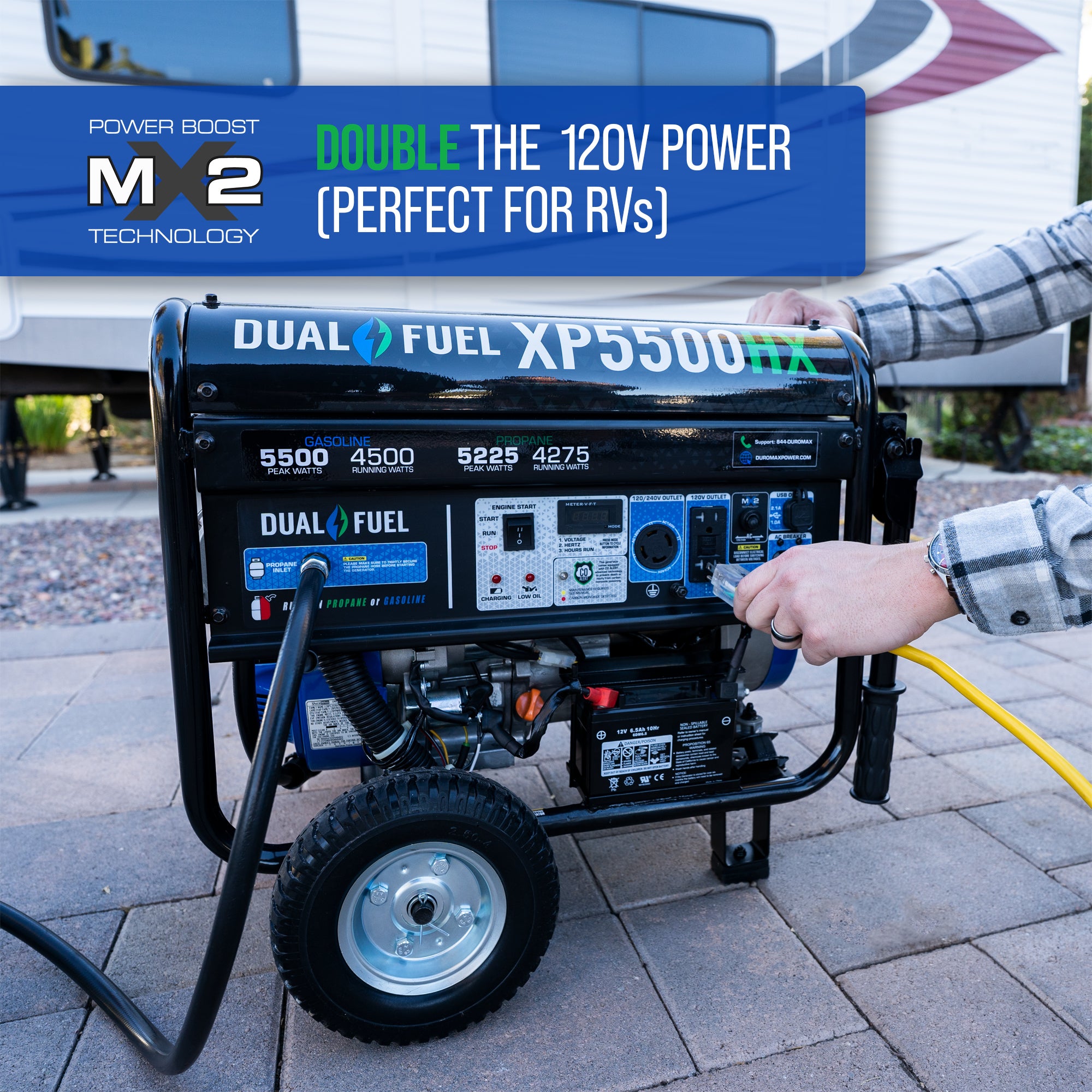 DuroMax XP5500HX 4500W/5500W Dual Fuel CO Alert Electric