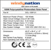 WindyNation SOK-100WPI-15 Complete 100 Watt Solar Panel Kit with 1500W VertaMax Power Inverter for 12 Volt Battery Systems New