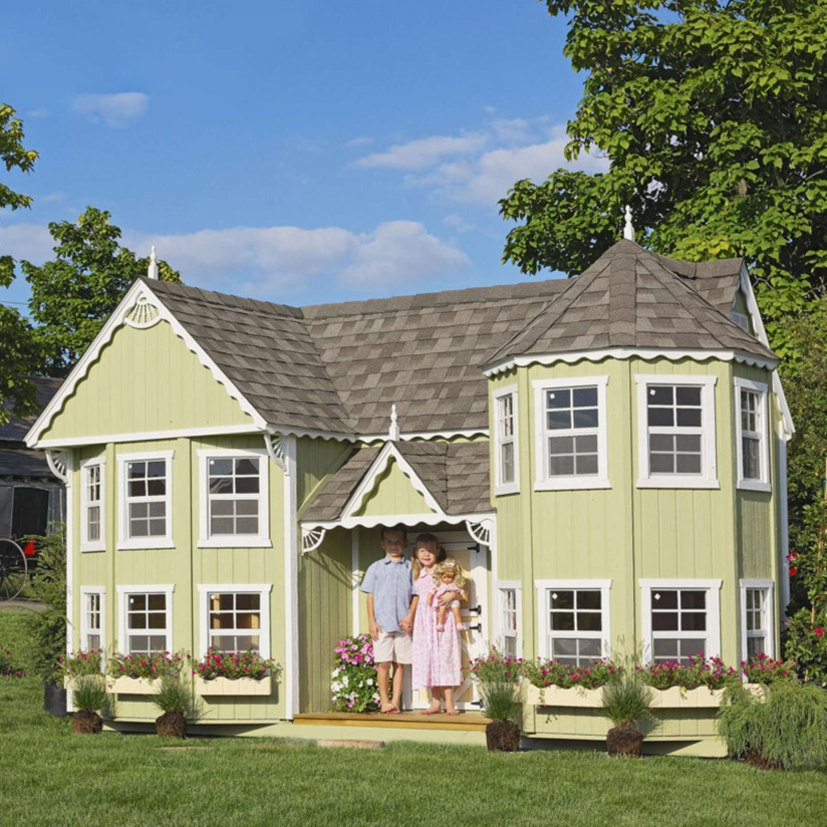 Little Cottage Company Sara Victorian 10 ft. x 18 Ft. Mansion Wood Playhouse DIY Kit New
