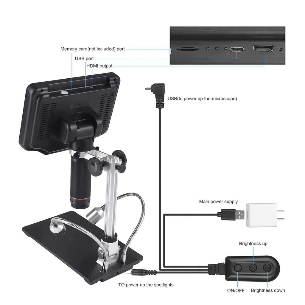 Andonstar AD407 7 Inch Display HDMI Soldering Digital Microscope For Phone Repairs New