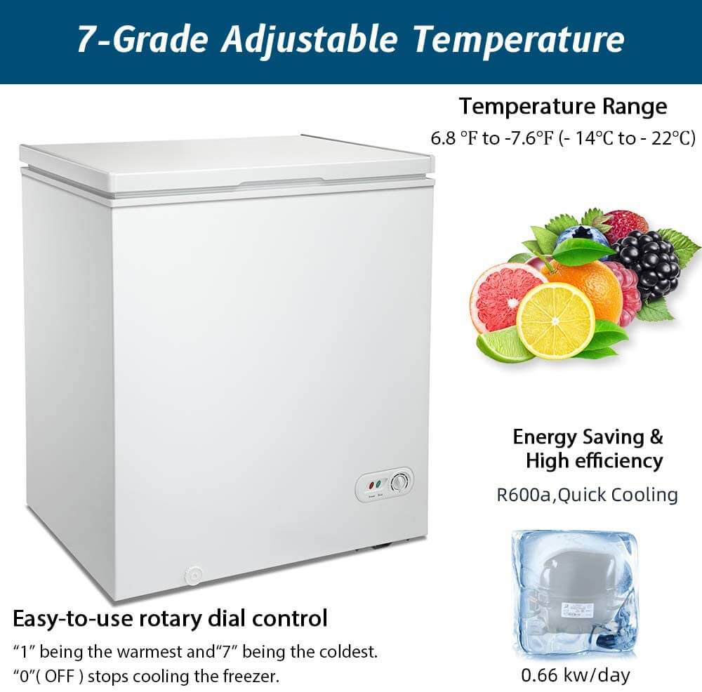 RW Flame D15W Compact Upright 5.0 Cubic Feet Chest Freezer White New