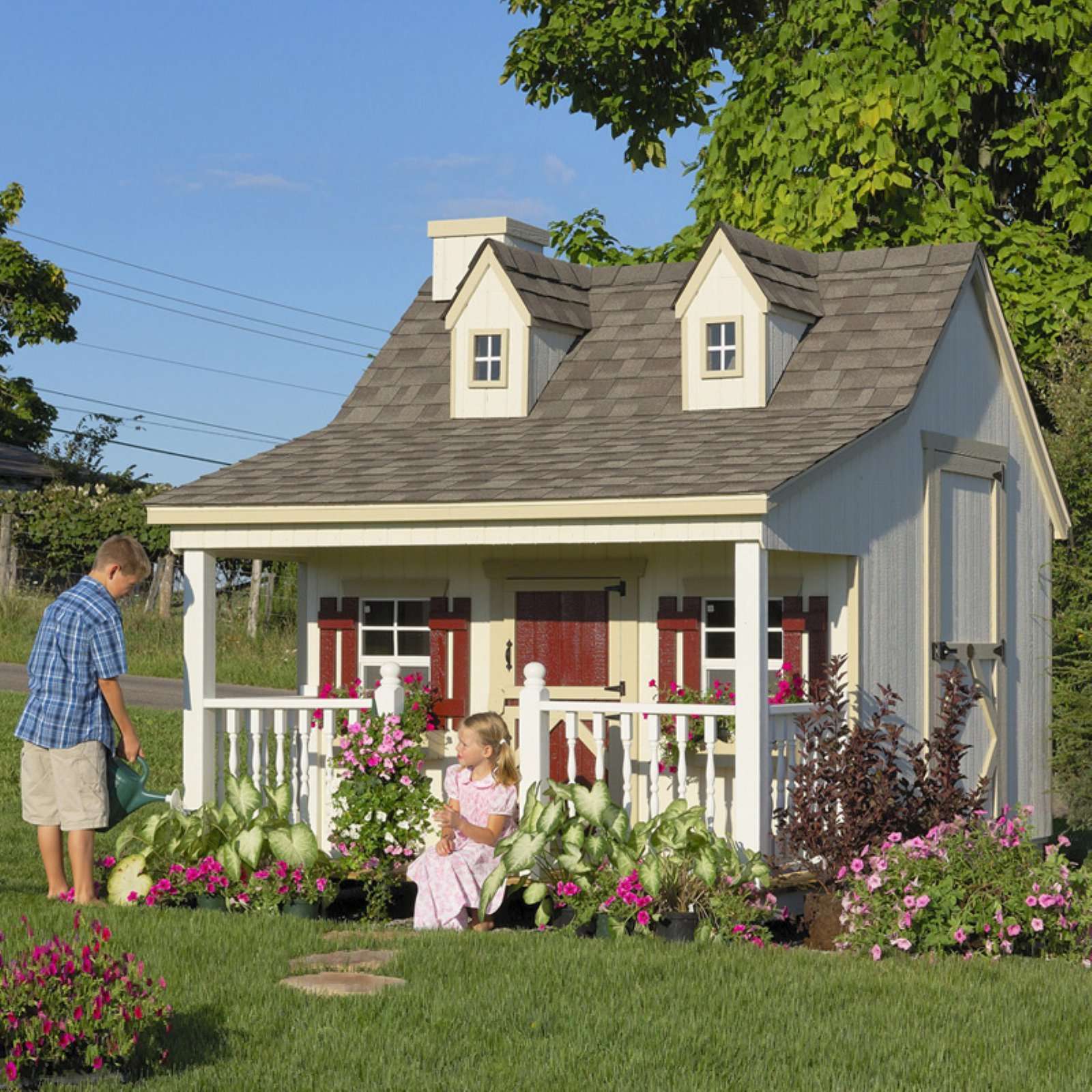 Little Cottage Company 11 ft. x 8 ft. Pennfield Cottage Wood Playhouse DIY Kit New