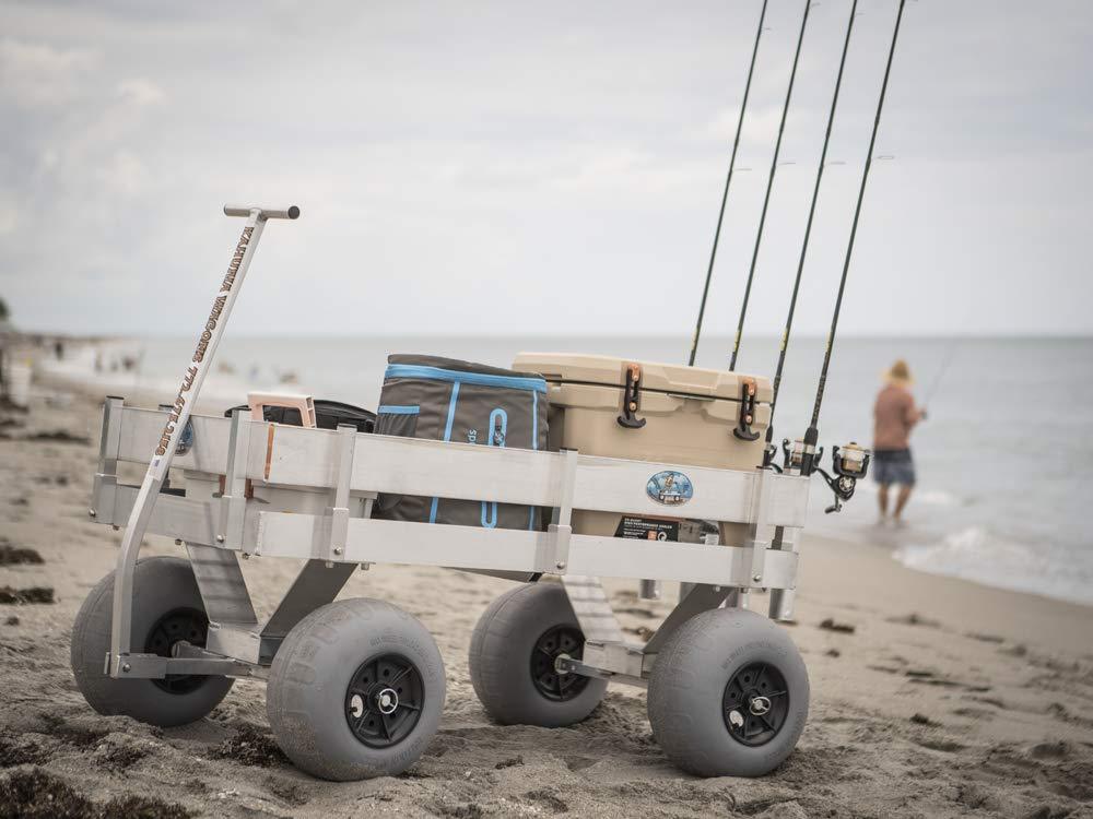 Alumacart Big Kahuna ALUM115 Rust Resistant Large Beach and Fishing Wagon with Rod Holders New