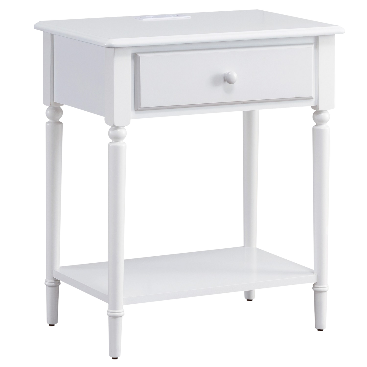 Leick Home 20022-WT Coastal Side Table with AC and USB Charger in Orchid White New