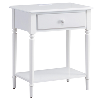 Leick Home 20022-WT Coastal Side Table with AC and USB Charger in Orchid White New