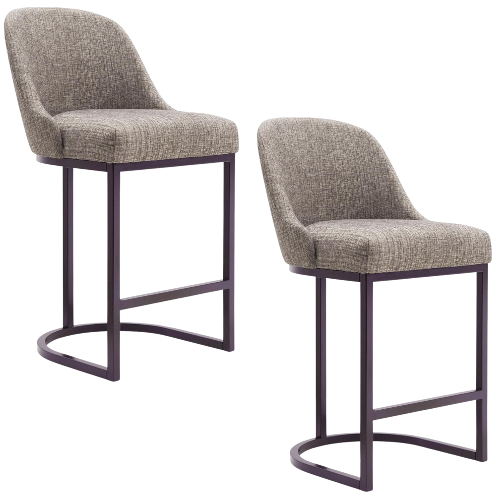 Leick Home 10132ES/GL Barrel Back Counter Stool in Gray and Espresso Set of 2 New