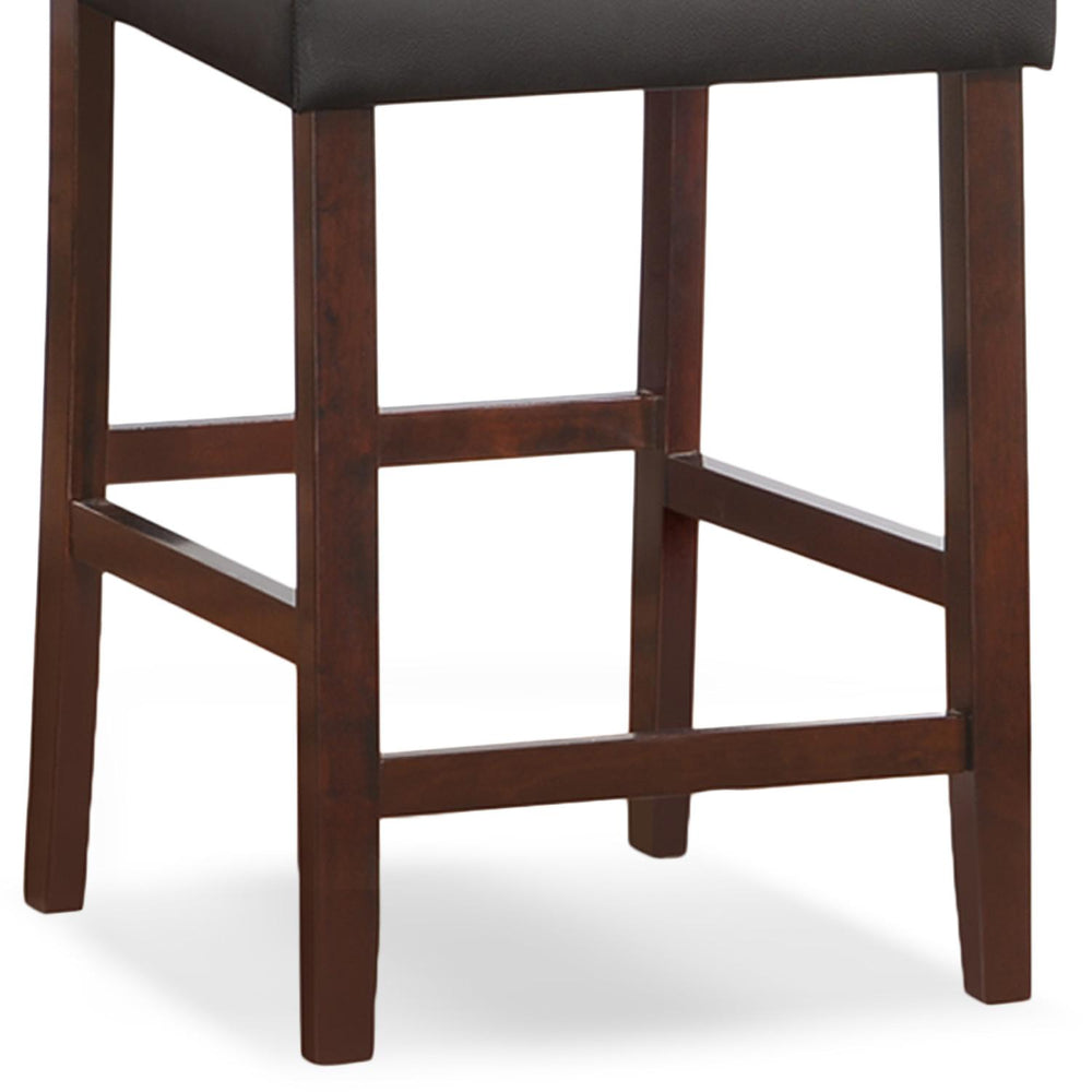 Leick Home 10086CP/EB Counter Stool with Ebony Faux Leather Seat Set of 2 New