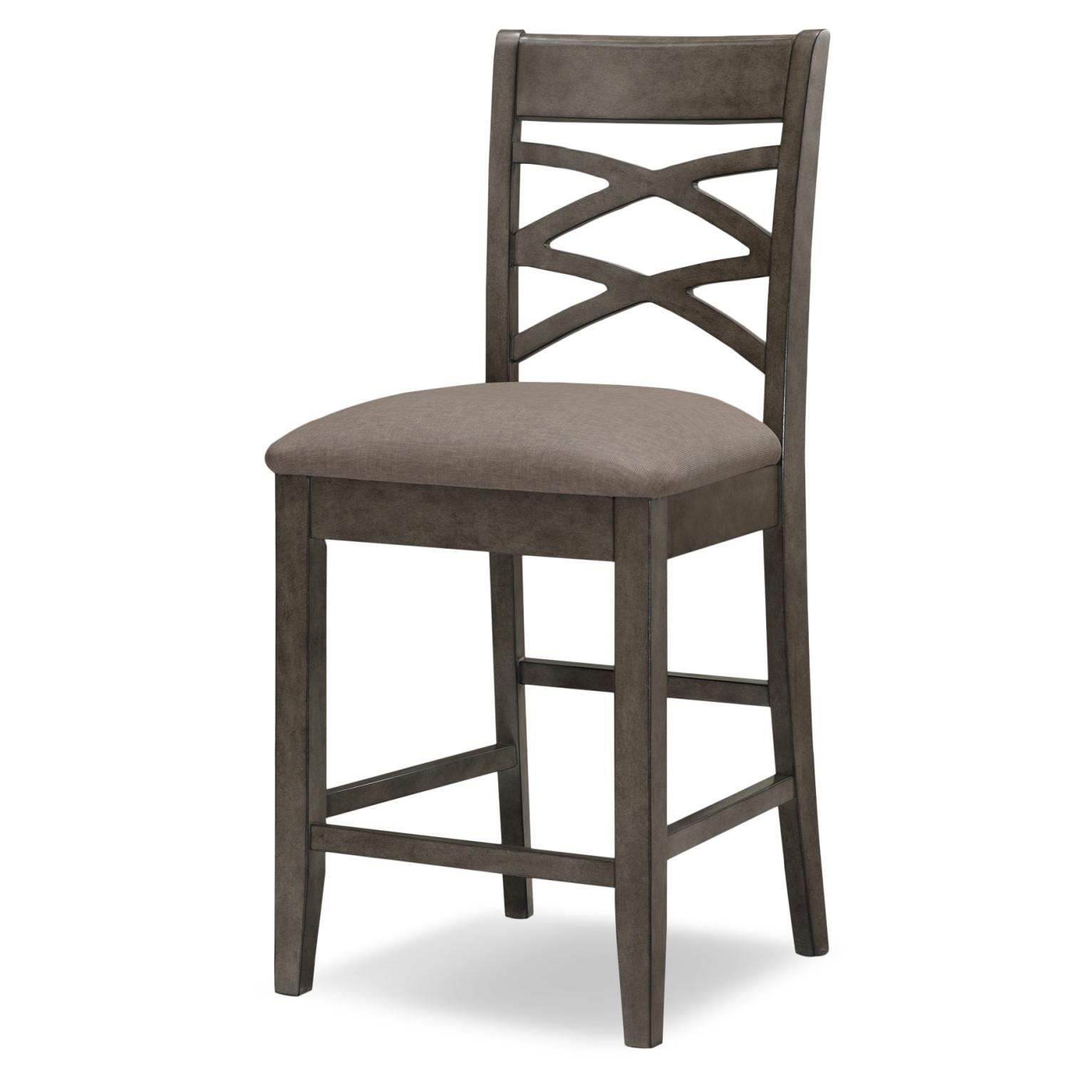 Leick Home 10084GS/MH Crossback Counter Height Stool with Moss Heather Seat Set of 2 New