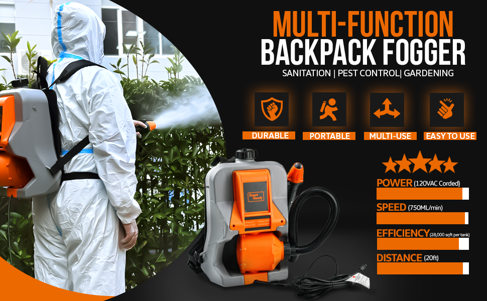 Super Handy GUO081 120V Corded 2.6 Gal Electric Backpack ULV Fogger New