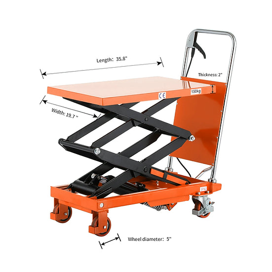 Tory Carrier LTD770 Double Scissor Lift Table Cart Platform 770 lbs Capacity 51" Lifting Height New